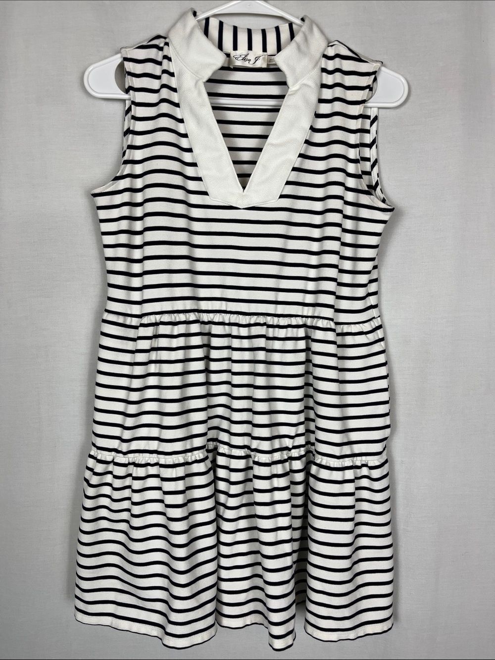 Eliza J Navy Blue and White Striped Nautical Mini Dress
